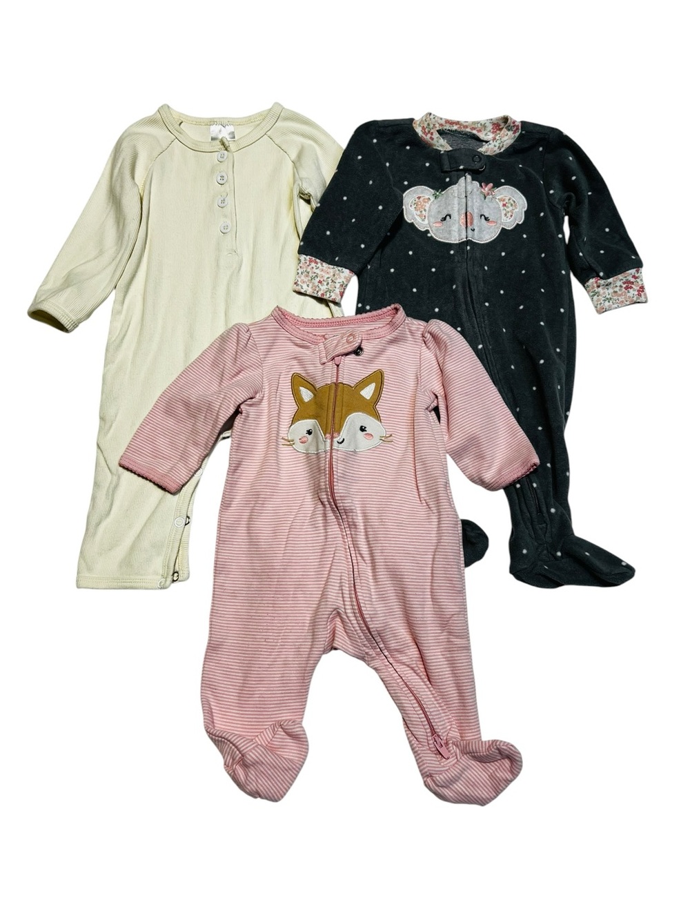 Carter's 3M 3-Pack Footed One-Pieces — Pink,‎ Cream & Charcoal